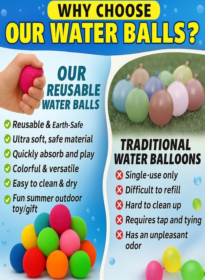 ROHSCE Reusable Water Balloons, Splash Balls, 2 Inch Soft Cotton Water Balls, Soaker Balls for Kids, Outdoor Beach Game, Summer Pool Toys, Backyard, Beach, Lawn, Party Fun Gifts, 50PCS - Image 4