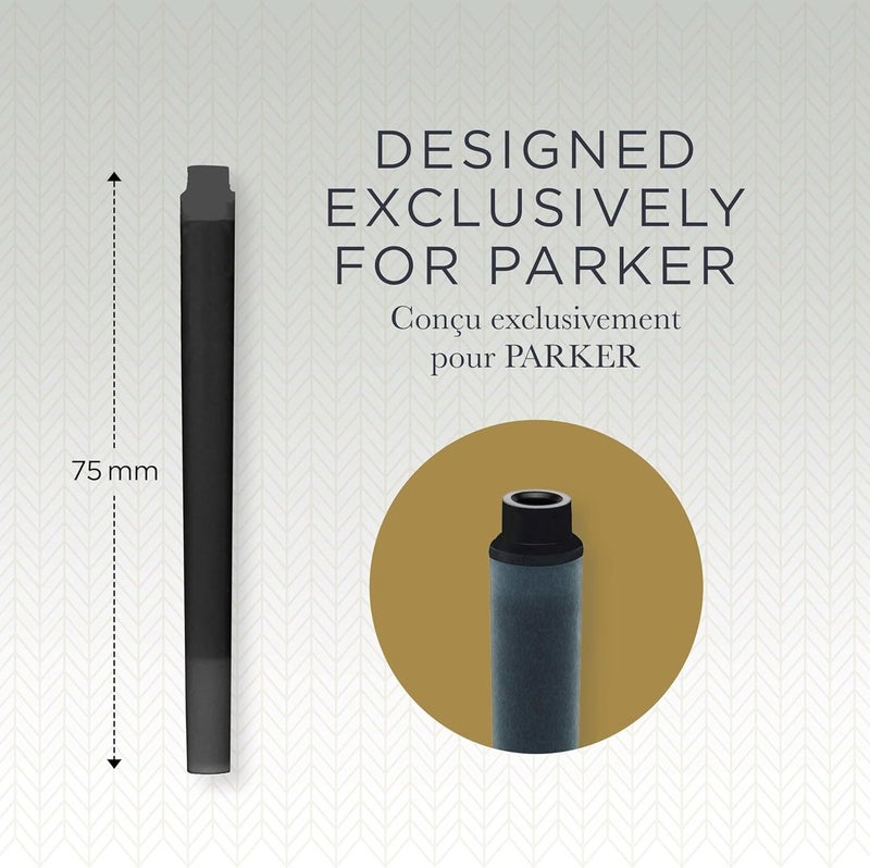 باركر Parker Quink Fountain Pen Refill - Box of 5 Black Ink Cartridges - Image 1