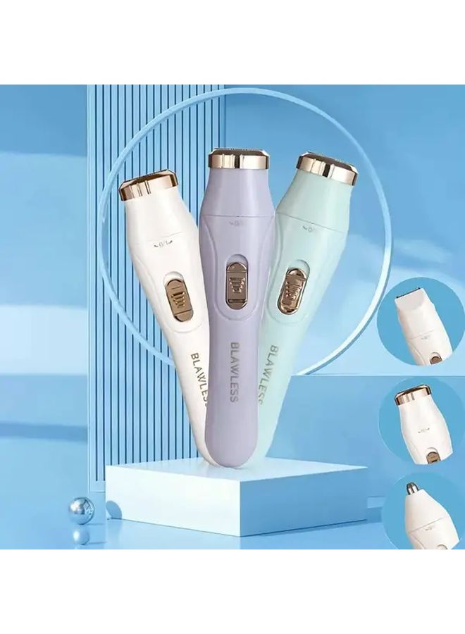 مجموعة إزالة الشعر الكهربائية المحدثة 3 في 1 باللون الأخضر قابلة لإعادة الشحن عبر USB لتقليم الجسم بالكامل والوجه والأنف - Image 1