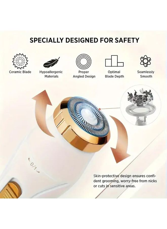 مجموعة إزالة الشعر الكهربائية المحدثة 3 في 1 باللون الأخضر قابلة لإعادة الشحن عبر USB لتقليم الجسم بالكامل والوجه والأنف - Image 2