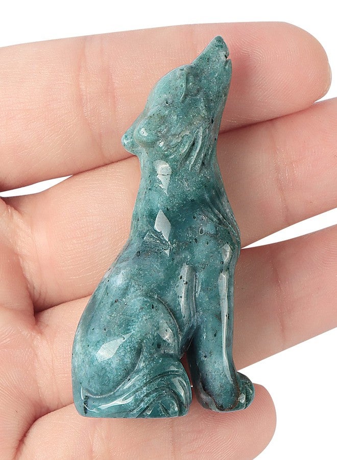 Artistone Ocean Jasper Crystal Wolf Statue 2.0 inch Hand-Craved Gemstone Wolf Figurine Animal Carvings Sculpture Healing Stone for Home Decor Gifts - Image 3
