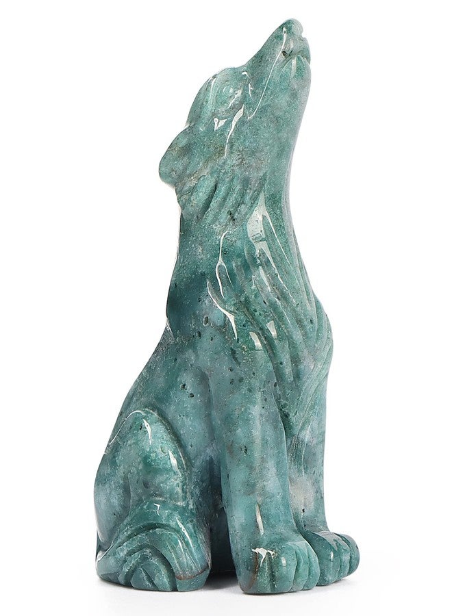 Artistone Ocean Jasper Crystal Wolf Statue 2.0 inch Hand-Craved Gemstone Wolf Figurine Animal Carvings Sculpture Healing Stone for Home Decor Gifts - Image 1