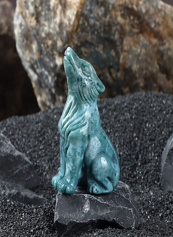 Artistone Ocean Jasper Crystal Wolf Statue 2.0 inch Hand-Craved Gemstone Wolf Figurine Animal Carvings Sculpture Healing Stone for Home Decor Gifts - Image 4