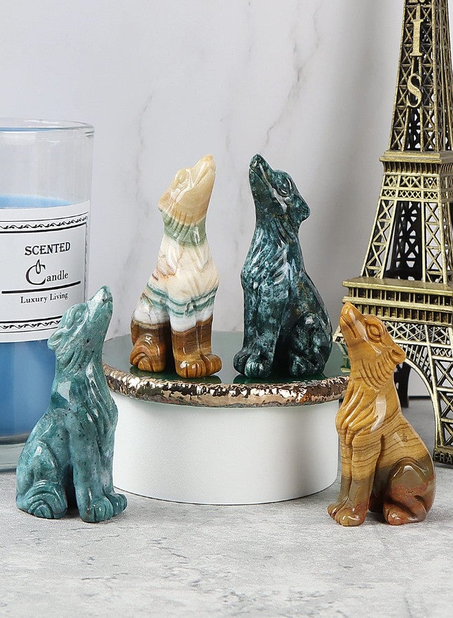 Artistone Ocean Jasper Crystal Wolf Statue 2.0 inch Hand-Craved Gemstone Wolf Figurine Animal Carvings Sculpture Healing Stone for Home Decor Gifts - Image 5