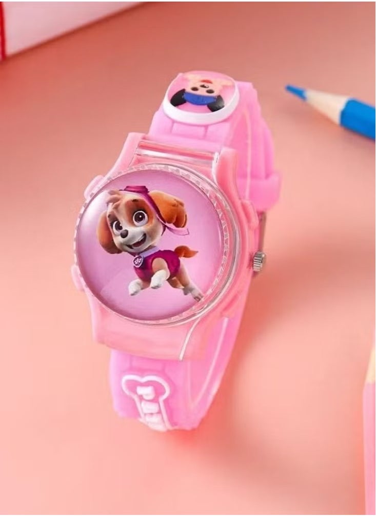 باو بترول ساعة الأطفال Pink PAW Patrol Cartoon Flip Cover (الغطاء يمكن أن يدور)  - Image 2