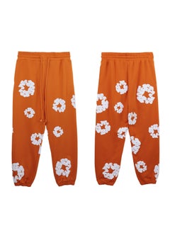 Autumn Winter Couples Hoodie Sweatpants Set 8155 Orange