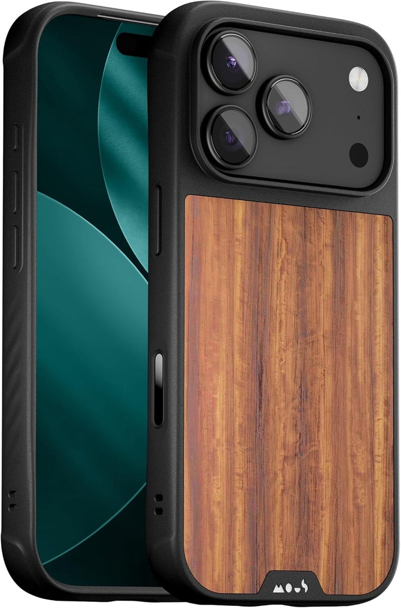 Mous for iPhone 17 Pro Max Case, Camera Control Button, Compatible with Qi2 MagSafe - Limitless - Walnut Wood - Shockproof Scratch Resistant, Brown - Image 1