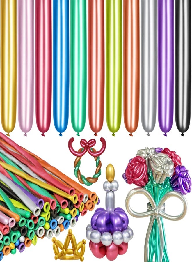 260 Balloons, 100pcs Long Balloons, Metallic Color Mix 260 Balloons, Long Balloons for Balloon Arch, Balloon Animals Kit, Balloons for Balloon Animals - Image 1