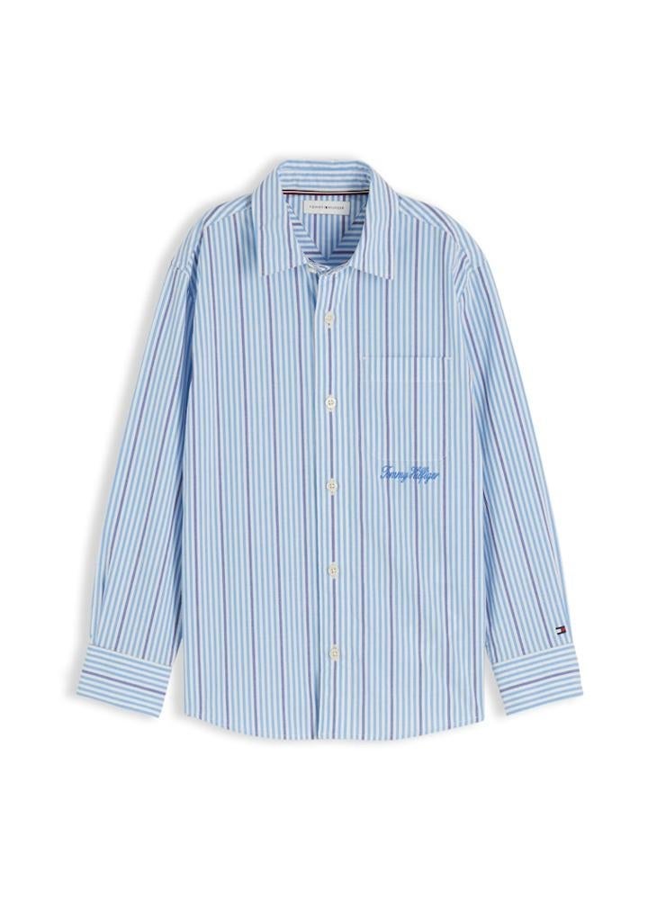 TOMMY HILFIGER Regular Fit Stripe Logo Embroidery Poplin Shirt - Image 2