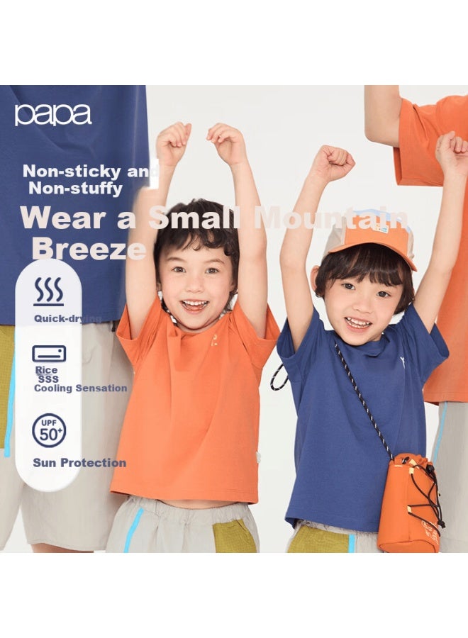 Papa Summer Children's Short-sleeve T-shirt, Parent-child Outfit, Quick-drying, Sun Protection, Breathable, Purple - Children's, 120 CM - Image 1