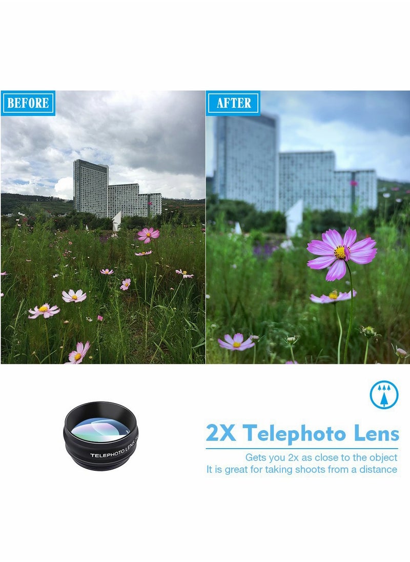 Excefore - Phone Camera Lens Kit with 0.63X Wide Angle, 15X Macro, 198 Degree Fisheye, 2X Telephoto, CPL, Star Filter, Radial Filter, Flow Filter, Kaleidoscope 3, Kaleidoscope 6 Compatible with Android iPhone - Image 1