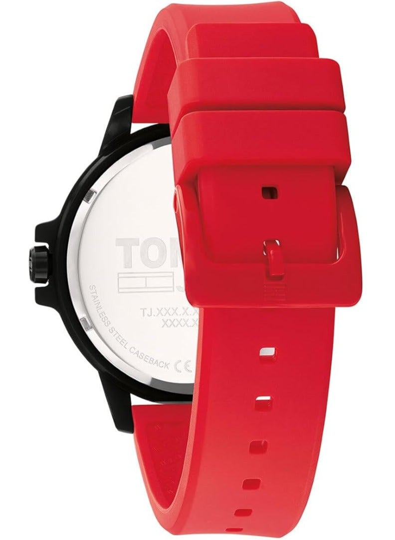 TOMMY HILFIGER Tommy Hilfiger Analogue Quartz Watch for Men with Red Silicone Bracelet - 1792033 - Image 3