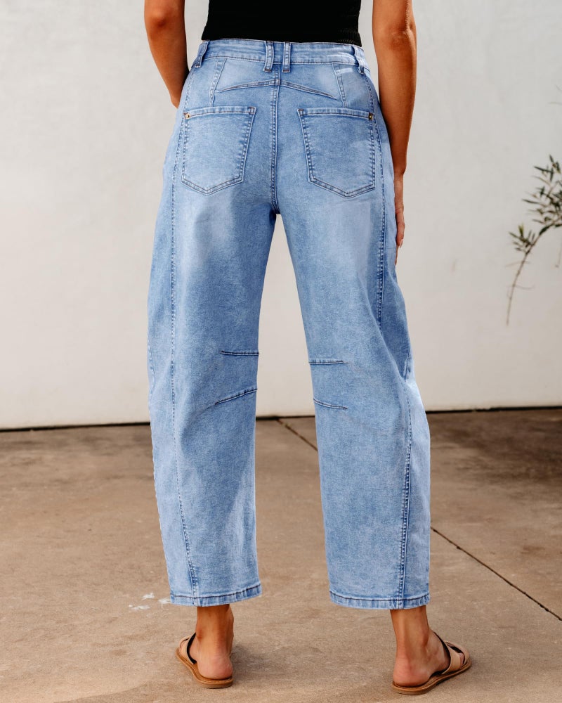 GRAPENT Baggy Jeans for Woman Trendy Cropped Ladies Pants Barrel Leg Women Stretchy Summer Pantalones Jeans De Mujer Womens Summer Pants Color Roadnight Blue XX-Large Size 20 Size 22 - Image 2
