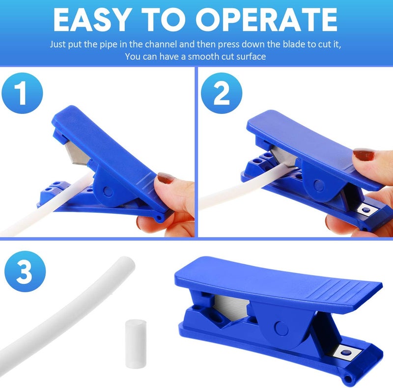 Mudder 3 Pieces PTFE Plastic Tubing Cutter Hose Tube Cutter Pipe Accurate Tube Cutting Tool for Nylon PVC PU Tubing and Hose Cut up to 3/4 Inch OD (Blue) - Image 3