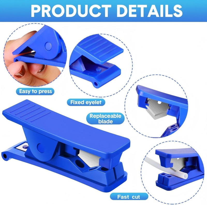 Mudder 3 Pieces PTFE Plastic Tubing Cutter Hose Tube Cutter Pipe Accurate Tube Cutting Tool for Nylon PVC PU Tubing and Hose Cut up to 3/4 Inch OD (Blue) - Image 2
