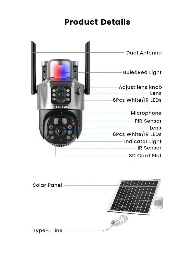 المهوس الفضاء كاميرا مراقبة خارجية تعمل بالطاقة الشمسية VCS09-4G (4 ميجابكسل، واي فاي) + 4G  - Image 4
