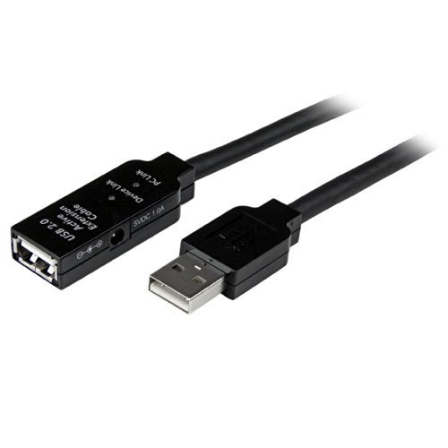 StarTech.com 35m USB 2.0 Active Extension Cable - M/F - USB extension cable - USB (M) to USB (F) - USB 2.0 - 115 ft - active - black, TAA (USB2AAEXT35M) - Image 1