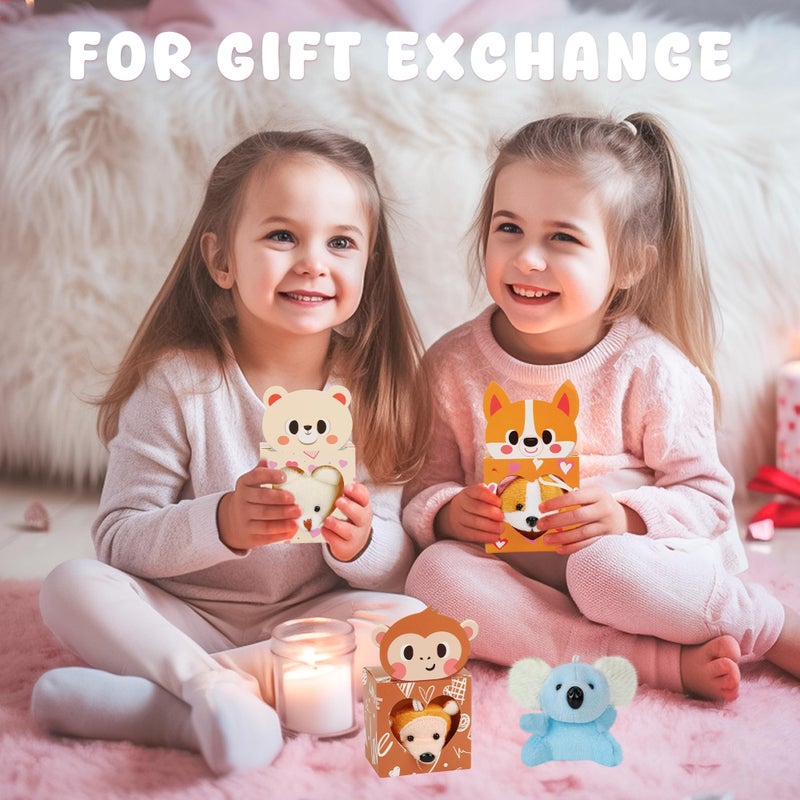 Sofier Valentines Day Gifts For Kids Classroom 24 Pack Card Boxes With Heart Window Mini Animal Toys Keychains Bulk For Boys Girls Classroom Exchange Party Favor School Teacher Student - Image 5