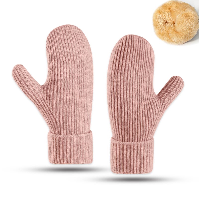 Bototack Winter Mittens for Women Men Warm Fleece Lining Stretchy Kit Thermal Snow Gloves for Cold Weather Gifts, Pink, One size - Image 1