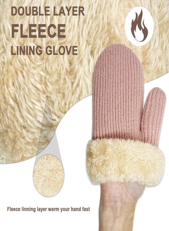 Bototack Winter Mittens for Women Men Warm Fleece Lining Stretchy Kit Thermal Snow Gloves for Cold Weather Gifts, Pink, One size - Image 2