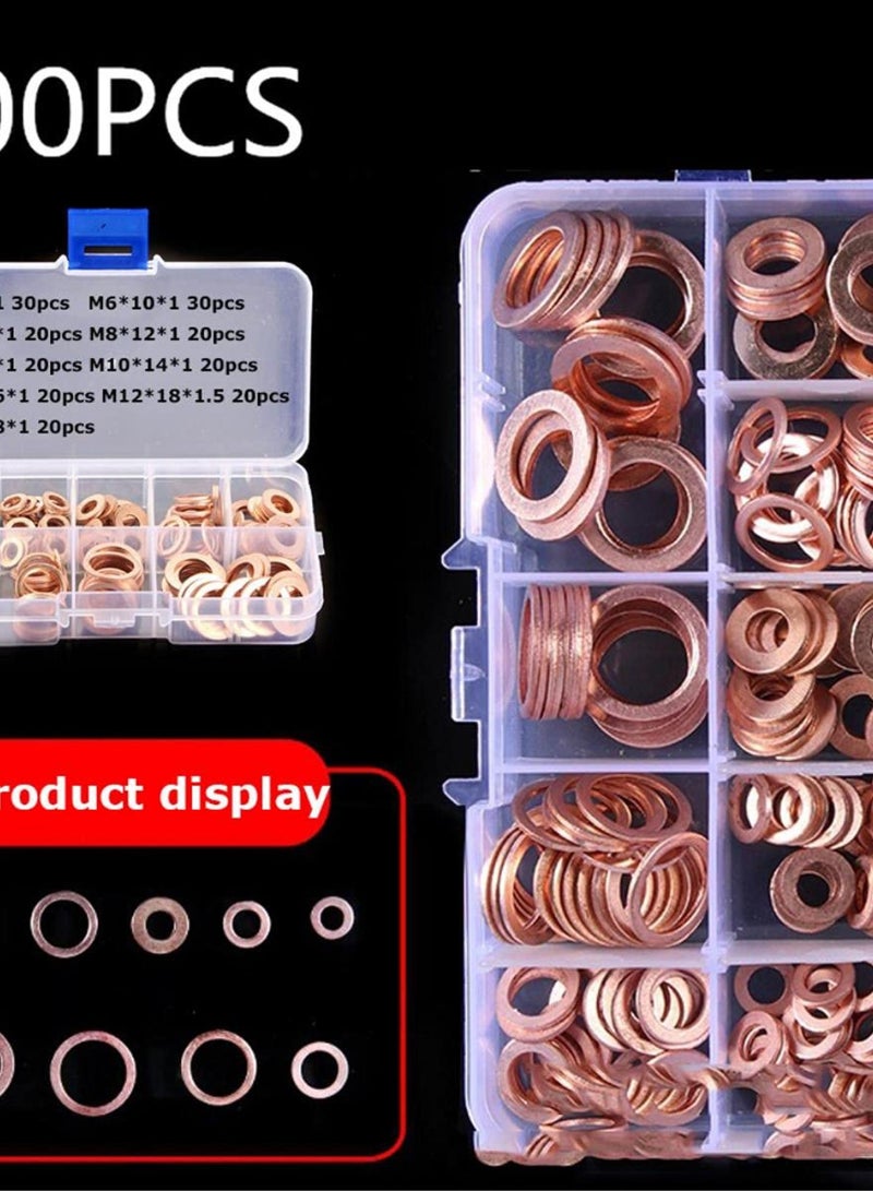 GGOOT 200pcs box Copper Sealing Solid Gasket Oil Pan And Oil Seal Combination Kit For Marine Flattening Sealing Ring Tool Hardware Kit  - Image 3