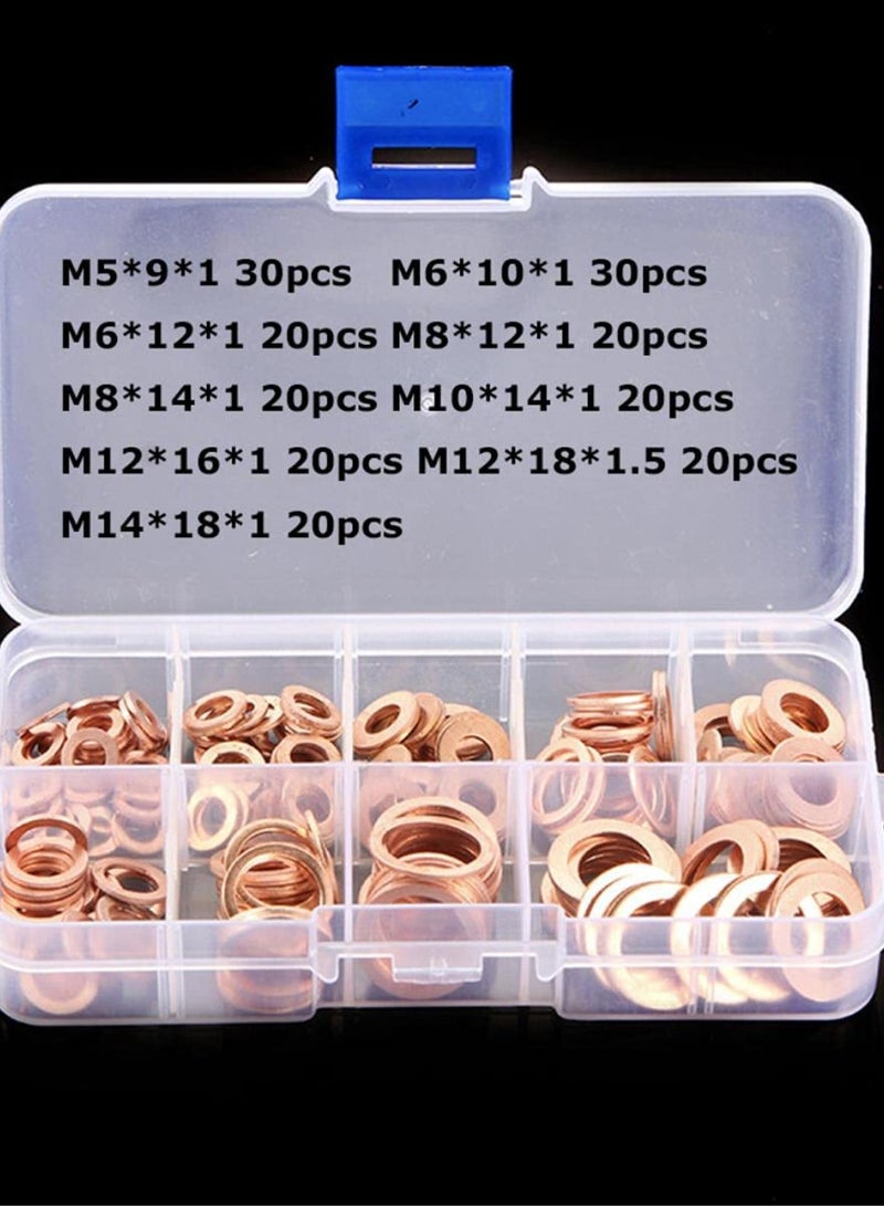 GGOOT 200pcs box Copper Sealing Solid Gasket Oil Pan And Oil Seal Combination Kit For Marine Flattening Sealing Ring Tool Hardware Kit  - Image 2