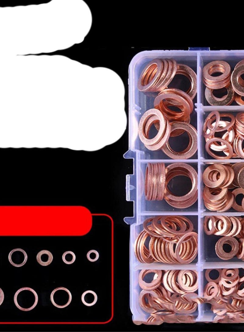GGOOT 200pcs box Copper Sealing Solid Gasket Oil Pan And Oil Seal Combination Kit For Marine Flattening Sealing Ring Tool Hardware Kit  - Image 1