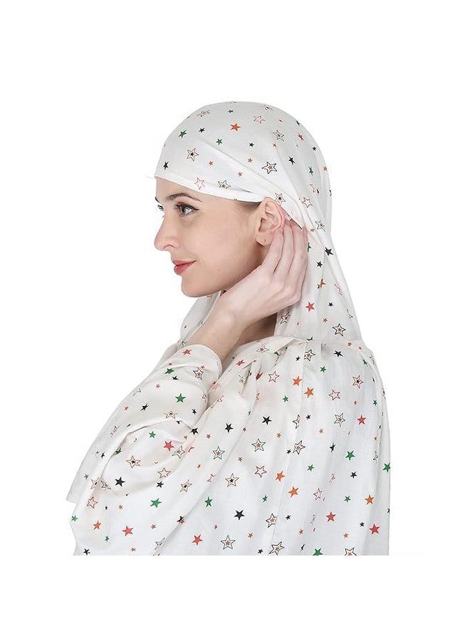 GRILL BUMP وشاح قطن طويل GRILL BUMP للنساء والفتيات - وشاح وحماية للوجه بحجم عالمي، حماية من الأشعة فوق البنفسجية للسائقين، تصميم مطبوع باللون الأبيض لحماية من الشمس والغبار - Image 2
