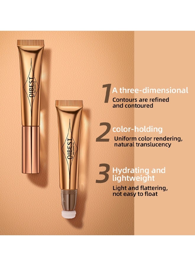 QiBest Multifunctional Makeup Pen- Face Body Highlighter Makeup Stick with Cushion Applicator Lightweight Waterproof Cream Contour Face Glowing Illuminator Makeup Pen for Women (#04) - Image 3