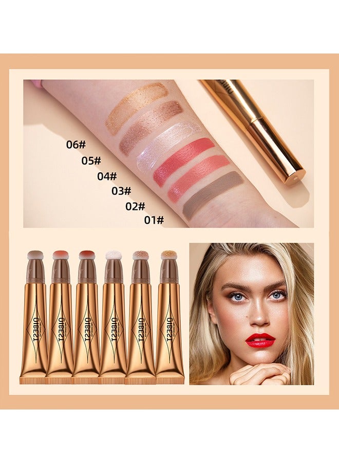 QiBest Multifunctional Makeup Pen- Face Body Highlighter Makeup Stick with Cushion Applicator Lightweight Waterproof Cream Contour Face Glowing Illuminator Makeup Pen for Women (#04) - Image 5