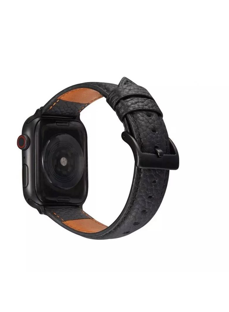 HEXABEX Apple Watch Leather band 46mm/45mm/44mm/49mm, Apple Watch Leather Strap for Apple Watch All Series Compatible with 46mm/45mm/44mm/49mm Black