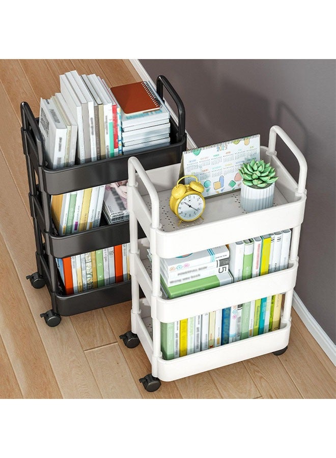 فلاي رود عربة دوارة بلاستيكية مكونة من 3 طبقات عربة تنظيم تخزين البليت عربة حرفية للمطبخ والحمام وغرفة المعيشة (أسود) - Image 5