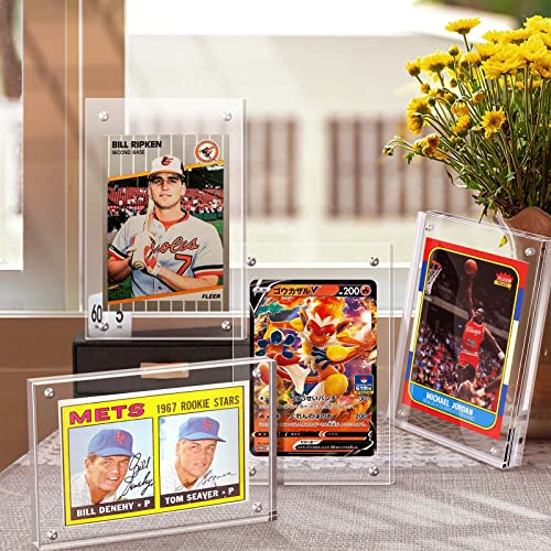 tutata Acrylic Card Frame, Magnetic Trading Card Display Frames Desktop Display - 2 Sets Clear - Image 5
