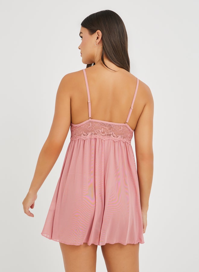 Styli Styli Women's All Lace Cup Butterfly Decration Mesh Skirt Slip Babydoll - Image 3