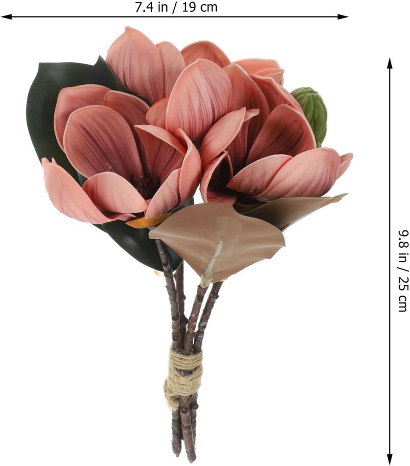 2pcs Realistic Faux Magnolia Stems Home Décor Party Bouquets Wedding Floral Arrangement Artificial Magnolia for Indoor Hotel Decoration Set - Image 2
