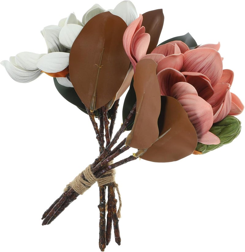 2pcs Realistic Faux Magnolia Stems Home Décor Party Bouquets Wedding Floral Arrangement Artificial Magnolia for Indoor Hotel Decoration Set - Image 1