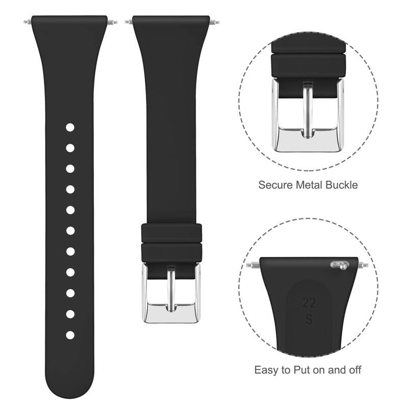 Tobfit Pack 3 Slim Bands Compatible with Fitbit Versa 2 Bands/Fitbit Versa/Fitbit Versa Lite/SE, Silicone Replacement Smartwatch Wristband for Women Men, Small, Black/Gray/White - Image 2