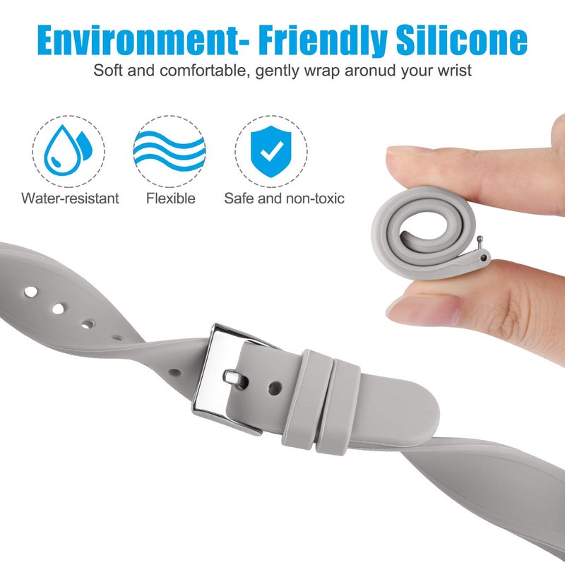 Tobfit Pack 3 Slim Bands Compatible with Fitbit Versa 2 Bands/Fitbit Versa/Fitbit Versa Lite/SE, Silicone Replacement Smartwatch Wristband for Women Men, Small, Black/Gray/White - Image 3