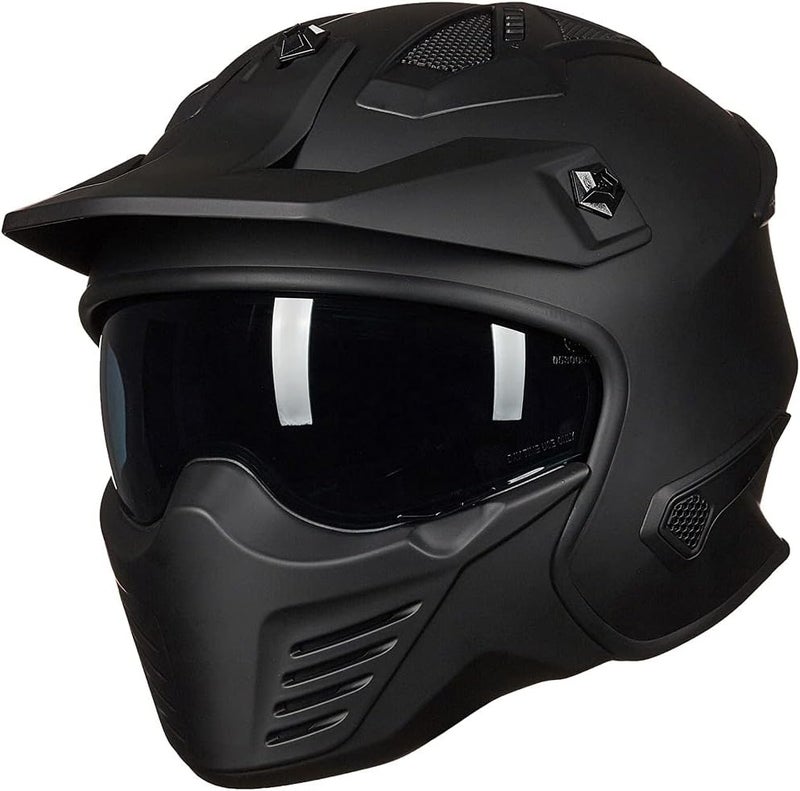 ILM Open Face Motorcycle 3/4 Half Helmet for Dirt Bike Moped ATV UTV Motocross Cruiser Scooter DOT Model 726X (Matte Black,L) - Image 1