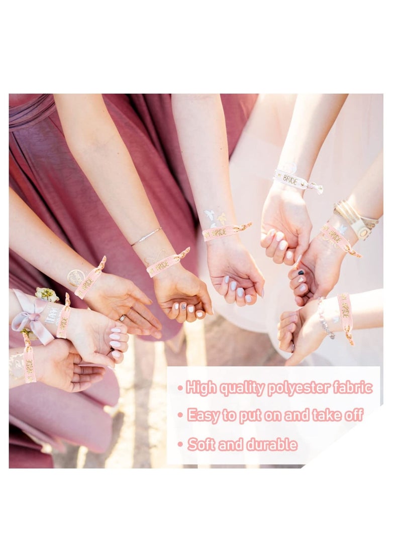 Generic - Hen Party Wristbands Set, 1 White Bride Wristband +10pcs Pink Team Bride Wristband, with Rose Gold Lettering, for Bachelorette Party, Wedding Bridal Shower Decorations, Bridal Shower - Image 1