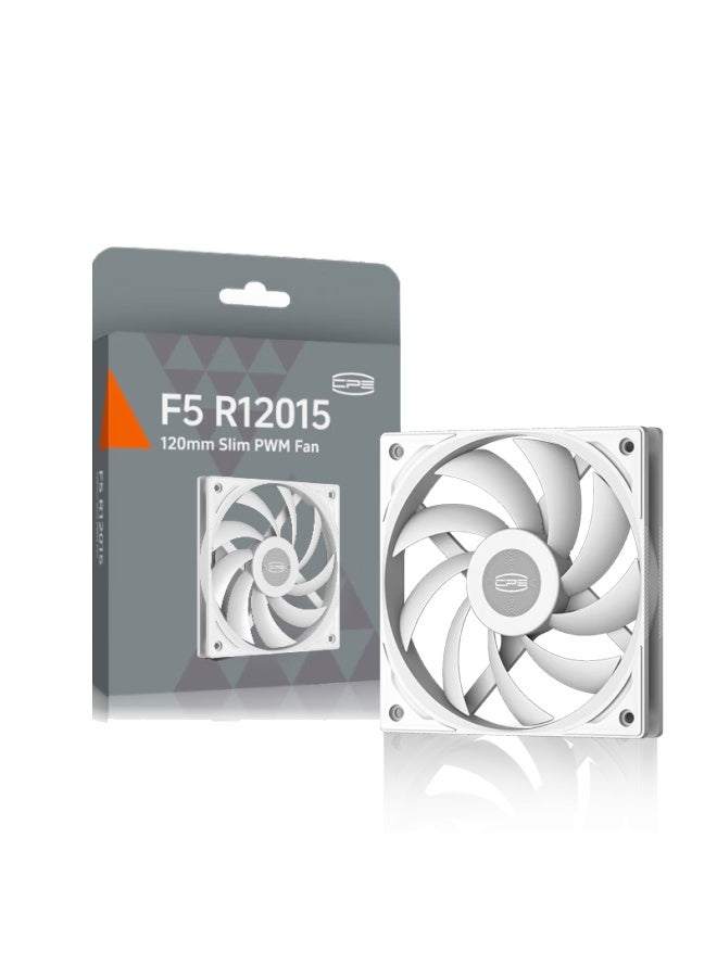 Pccooler F5 R12015 White 12cm Case Fan, 15mm Thin Blade, 4pin Dual Ball Bearing, Suitable For Itx Bottom-mounted Computer Cooler Modification - Image 1