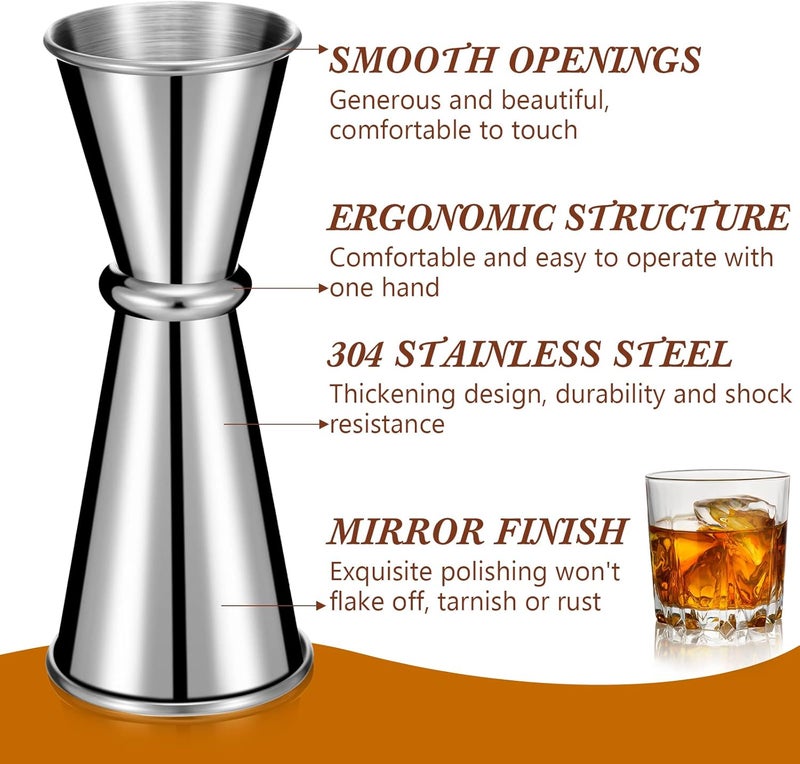 Eaasty 6 Pieces Jigger for Bartending Double Cocktail Japanese Jigger 2 oz 1 oz Stainless Steel Shot Glass Measuring Cup for Home Bar Drink Kitchen Bartender Tools - Image 3