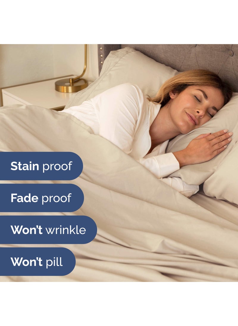 Extra Deep King Sheet Set - 6 Piece Breathable and Cooling Sheets - Hotel Luxury Bed Sheets Set - Easy & Secure Fit - Soft  Wrinkle Free and Comfy Sheets Set - Wheat Sheet Set with Extra Deep Pockets