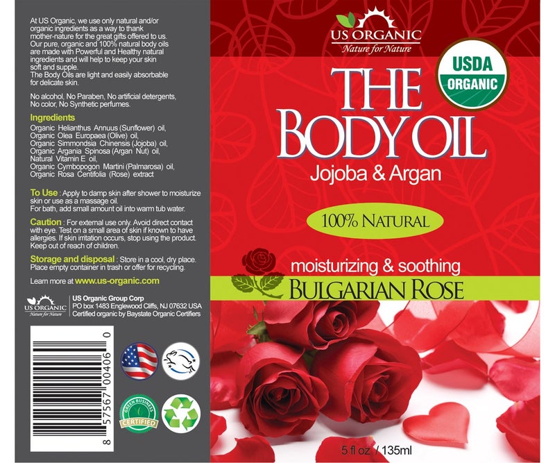 US Organic Body Oil - Romantic Sexy Bulgarian Rose- Jojoba and Argan Oil with Vitamin E, USDA Certified Organic, No Alcohol, Paraben, Artificial Detergents, Color or Synthetic perfume (Bulgarian Rose) - Image 2