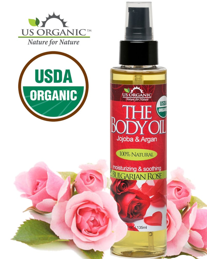 US Organic Body Oil - Romantic Sexy Bulgarian Rose- Jojoba and Argan Oil with Vitamin E, USDA Certified Organic, No Alcohol, Paraben, Artificial Detergents, Color or Synthetic perfume (Bulgarian Rose) - Image 3