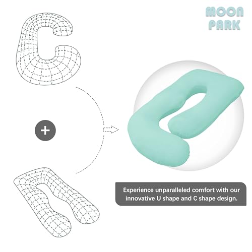 MOON PARK Pregnancy Pillows for Sleeping - U Shaped Full Body Maternity Pillow with Removable Cover - Support for Back, Legs, Belly, HIPS - 57 Inch Pregnancy Pillow for Women - Turquoise - Image 5