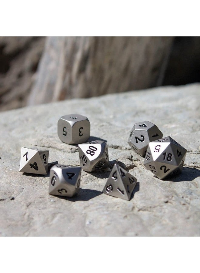 Paladin Roleplaying Paladin Roleplaying Silver Metal Dice - Full Polyhedral Set - in Presentation Case  - Image 2