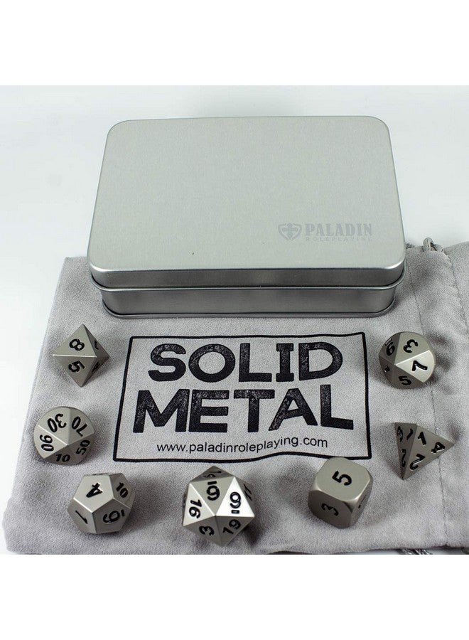 Paladin Roleplaying Paladin Roleplaying Silver Metal Dice - Full Polyhedral Set - in Presentation Case  - Image 1