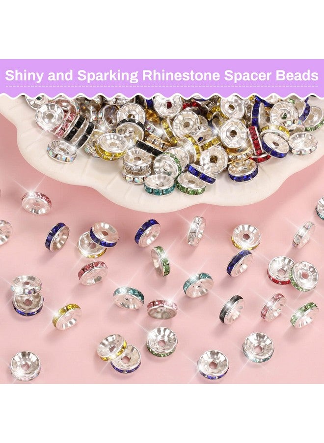 shynek 300 Pieces Rondelle Spacer Beads For Jewelry Making, 10Mm Rhinestone Spacer Beads For Beaded Pens, Crystal Bead Spacers For Jewelry Making, Bracelets (10 Colors) - Image 2