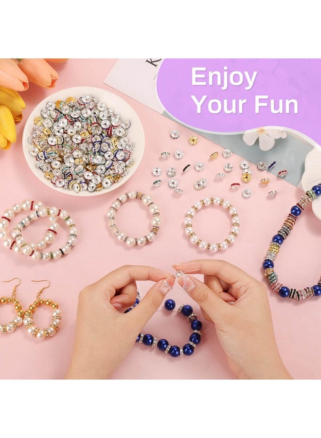 shynek 300 Pieces Rondelle Spacer Beads For Jewelry Making, 10Mm Rhinestone Spacer Beads For Beaded Pens, Crystal Bead Spacers For Jewelry Making, Bracelets (10 Colors) - Image 4